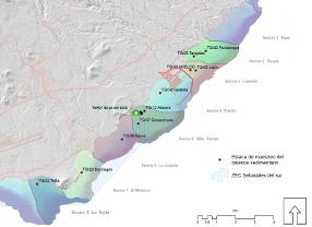 Estaciones con estacas decimetradas para medición de balance sedimentario